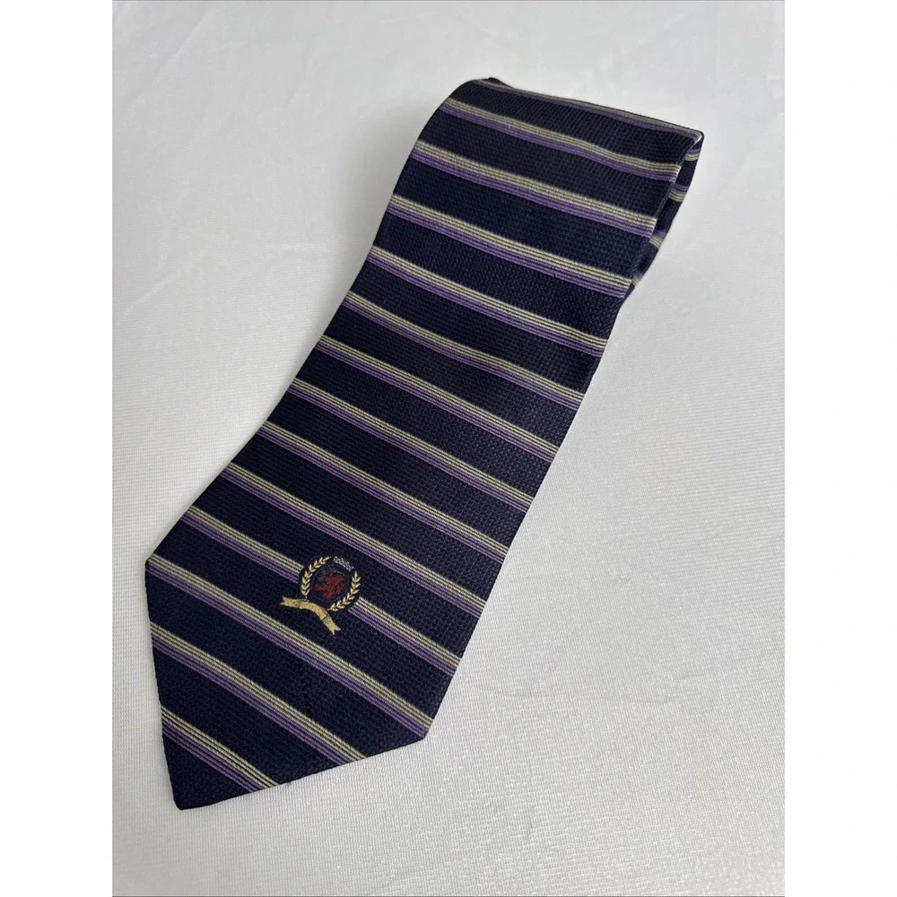 Tommy Hilfiger Neck Tie - Men's - Purple Stripe W/ Logo